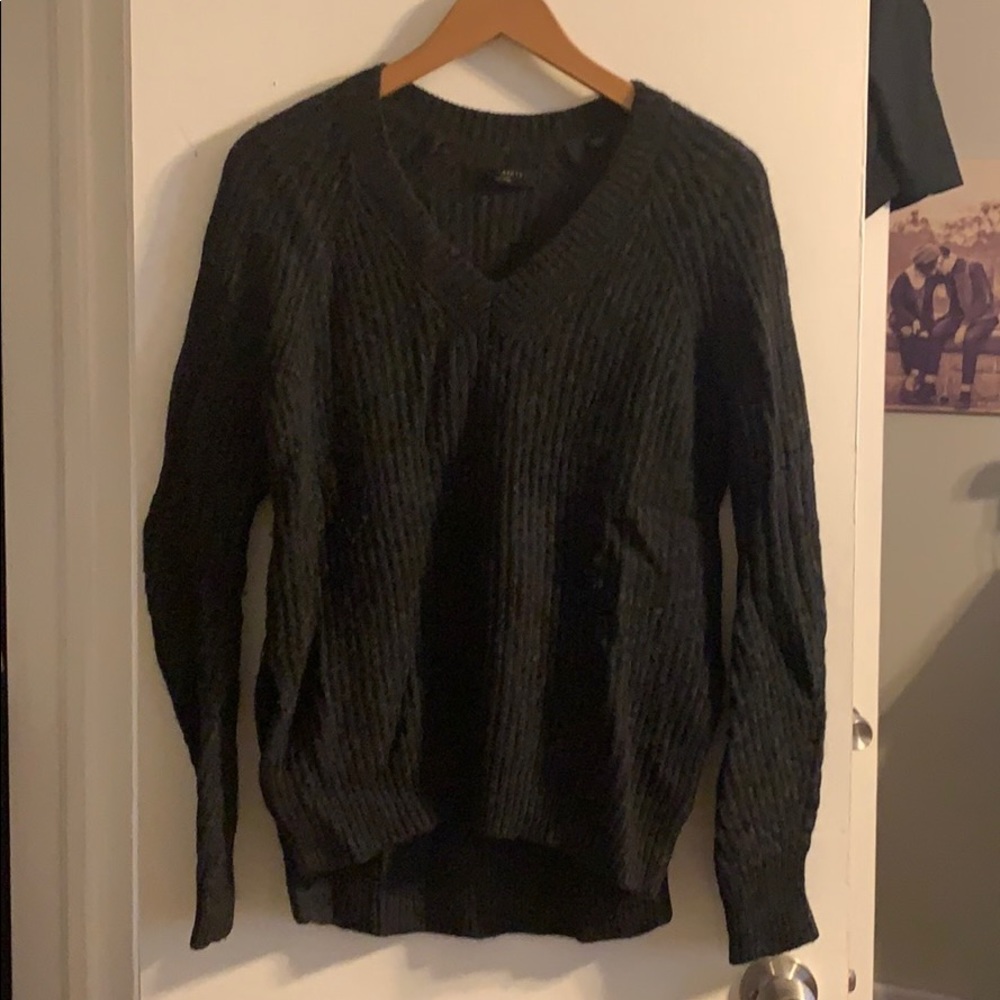 Allsaints charcoal v-neck pullover wool sweater